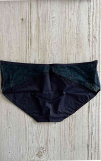 Panty Slip Middle waist  with lace inserts on the front and back Dark Blue. Milavitsa.