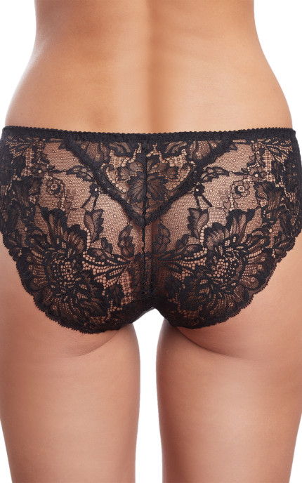 Buy Panty Slip Middle waist  with lace inserts on the front and back Black. Milavitsa.
