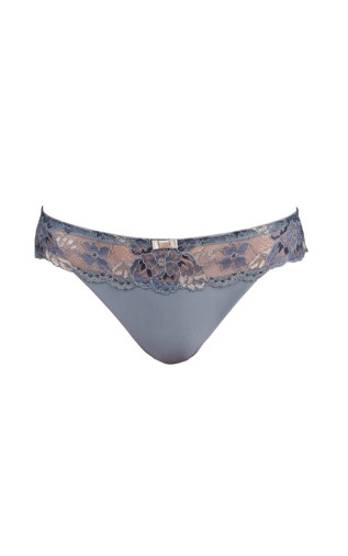 Panty Slip Middle waist  with lace inserts on the front and back Grey. Alisee.