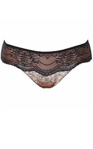 Panty Slip Middle waist  with lace inserts on the front  Black. Alisee.