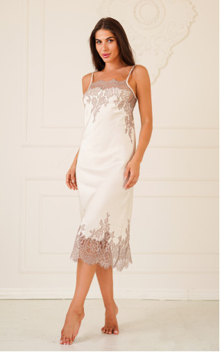 Nightdress long Begonia. Komilfo Beige
