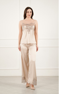 Pajamas pants silk Tourmaline Komilfo Beige