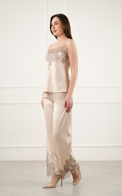 Buy Pajamas pants silk Tourmaline Komilfo Beige