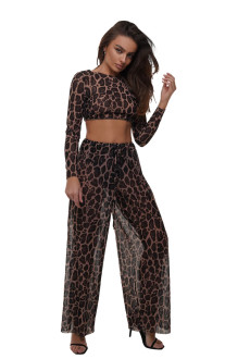 Transparent wide-leg pants. Alayaswim Leopard
