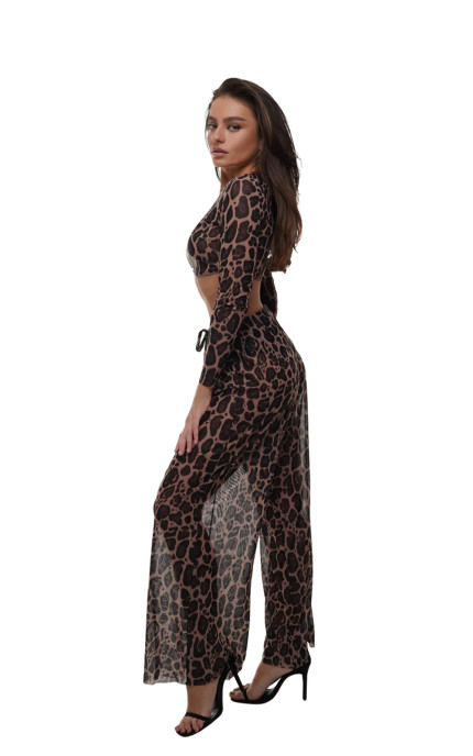 Buy Transparent wide-leg pants. Alayaswim Leopard