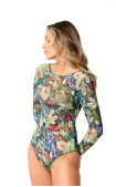 Buy One-piece swimsuit with sleeves with a drop-tie on the back. Alayaswim Botany