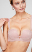 Buy Balconette bra with a square cup push-up Pink. Anabel Arto.