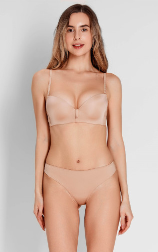 Balconette Bra  with push-up for women with medium breast size Beige. Anabel Arto.