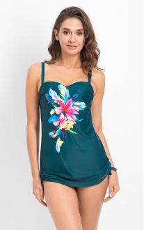 One-piece swimsuit in the form of an elongated T-shirt Green. Anabel Arto.
