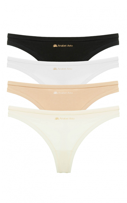 Buy Thongs for women (4 pcs.) Black Beige Champagne Red. Anabel Arto.