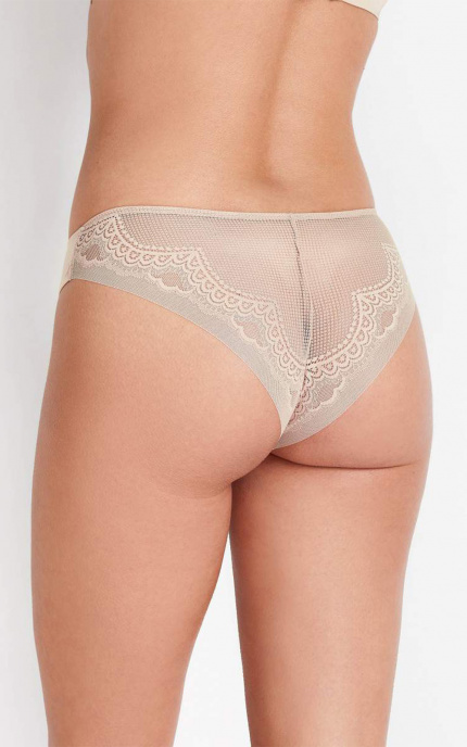 Buy Brazilian panties made of microfiber and lace Beige. Anabel Arto.