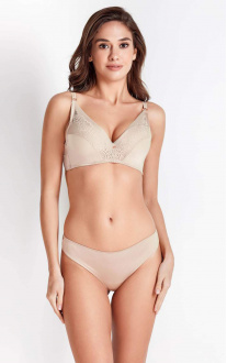 Brazilian panties made of microfiber and lace Beige. Anabel Arto.