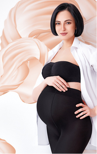 TIGHTS MAMA COTTON 200 Nero. GIULIA.