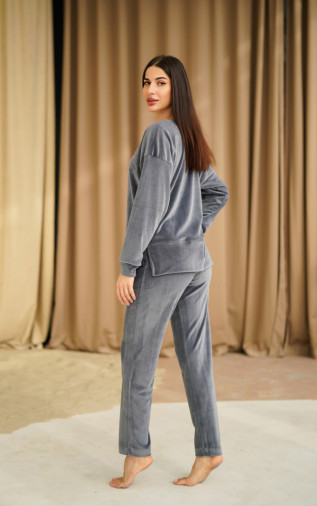 Velour Suit (Jacket and pants) Grey