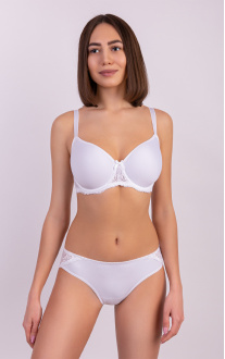 The classic bra is made of elastic mesh fabric, with frames  White. Milavitsa.