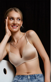 Bra with molded cups without frames Beige. Milavitsa.