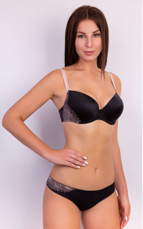 Bras Push-Up Perfect Shape Molded cup on the frame Black. Milavitsa.