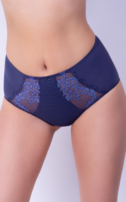 Buy Panty Slip High waistline with lace inserts Dark Blue. Milavitsa.